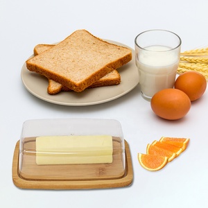 Piatto del vassoio del bordo di immagazzinaggio del pane del formaggio di bambù di legno naturale con la copertura - Product Image 3