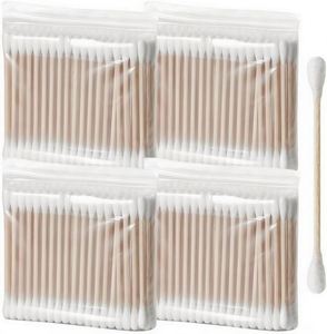 Precio de Fábrica 500 Unidades de Hisopos de Algodón Absorbente con Palitos de Bambú de 7.5cm para Maquillaje y Limpieza de Oídos de Uso Diario - Product Image 1