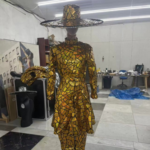 Costume de <span class=keywords><strong>robot</strong></span> LED de luxe pour <span class=keywords><strong>femme</strong></span> avec miroir et échasses lumineuses – Tenue de scène pour soirée, boîte de nuit, performance Drag Queen - Product Image 1