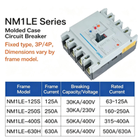 Disjoncteur différentiel NM1LE-250S4300A 4P 125A/160A/225A/200A/250A 380V 50Hz