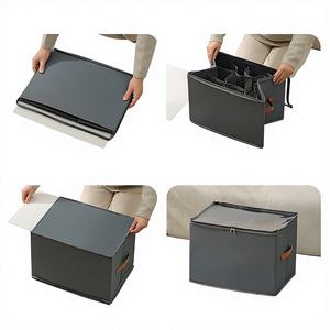 กล่องเก็บของแบบพับได้ขนาดใหญ่ ผ้าอ๊อกซ์ฟอร์ด กันฝุ่น ดีไซน์เรียบง่าย ทันสมัย สีพื้น พร้อมหูหิ้ว พับเก็บได้ ประหยัดพื้นที่ - Product Image 1