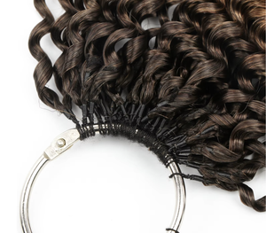 Extensiones de Cabello Virgen Jerry Curly Pre-Enlazadas, Cabello Humano Malayo, Trenzas Boho, Puntas con Efecto Pluma Birmano, Nudos Invisibles - Product Image 3