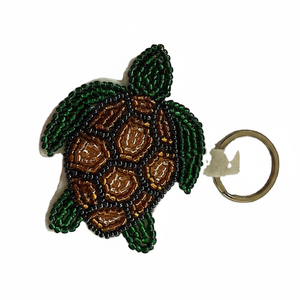 Hermosa tortuga diseñada verde y oro Semilla de color bordado con cuentas llavero y llavero para niñas de la India - Product Image 1