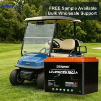 Batterie LiFePO4 rechargeable 12,8V 150AH Grade A 6000 cycles profonds pour voiturette de golf avec BMS intelligent RS485, connecteur Anderson, CE RoHS IP67, OEM ODM