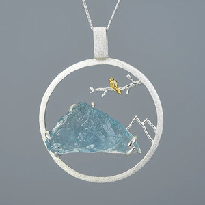 Ciondolo con sussurro di uccelli in pietra grezza naturale divertente loto senza collana - Product Image 5
