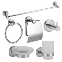 Ensemble d'accessoires de salle de bain en acier inoxydable avec barre porte-serviettes murale et porte-papier toilette, collection de 6 pièces