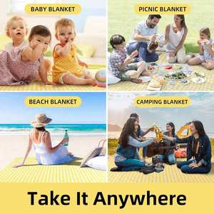 Mat Foldable Waterproof <b>Picnic</b> <b>Blanket</b> Outdoor Rug Washable Weatherproof Quick Dry Carpet Ideal for Beach Camping Hiking - Product Image 3