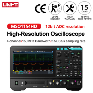 Osciloscopio Digital UNI-T MSO1154HD MSO1254HD de 4 Canales, 150MHz/250MHz, 2.5GSa/s, Analizador de Espectro con Muestreo ADC de 12 bits, L74 - Product Image 2