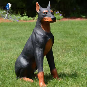 Loyal Guardian-Pastor alemán de bronce hecho a mano con cadena de oro para Jardines conmemorativos (Patina Outdoor Art) - Product Image 6