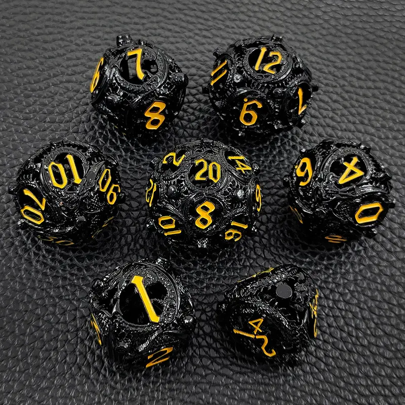 7 PCs DND Metal Dice Dragon Design Polyhedral Dice Set for Role Playing Game D&D Dice