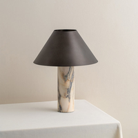 Lampe de table en marbre de style italien, abat-jour en tissu en forme de champignon, lampe de chevet minimaliste à LED pour salon, chambre, hôtel, bureau