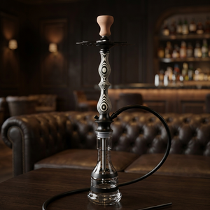Cachimba con textura de madera en blanco <span class=keywords><strong>y</strong></span> negro, juego de cachimba con manguera negra para bistró, reuniones refinadas, para fumar shisha. - Product Image 2