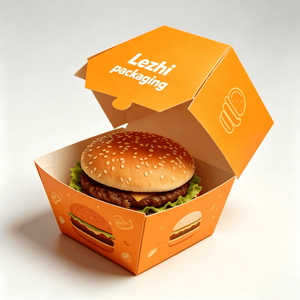Boîtes à frites en papier recyclé imprimées sur mesure, emballages pour hamburgers de restauration <span class=keywords><strong>rapide</strong></span>, boîtes à hamburgers jetables pliables - Product Image 3