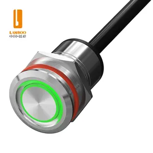 LANBOO 22mm Red Green Blue LED Light With Self Locking Or Reset Metal Push Button Switch