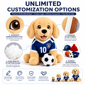 Peluche de Alta Calidad con Diseño de Golden Retriever, Regalo de Navidad, Peluche Personalizado, Fabricante OEM/ODM, Juguete de Peluche Suave - Product Image 4