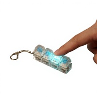 Boutons en PVC haute transparence, jouet anti-stress mignon, porte-clés clavier, 4 touches droites, emballage personnalisé disponible