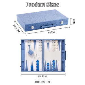 Handmade sang trọng đà điểu kết cấu PU da có thể gập lại backgammon với chiến lược kiểm tra tùy chỉnh hộp trò chơi - Product Image 2