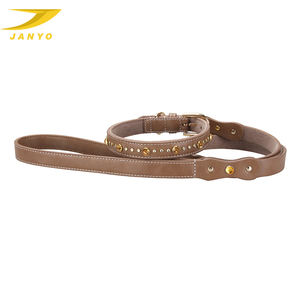 JANYO最新デザイン手作りソフトビーガンレザー犬の首輪とリーシュセット - Product Image 2