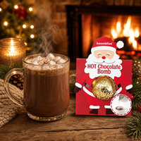 Bombe au chocolat chaud personnalisée OEM 1 pièce avec guimauves à l'intérieur, sphère de cacao au lait, friandise festive pour comptoir