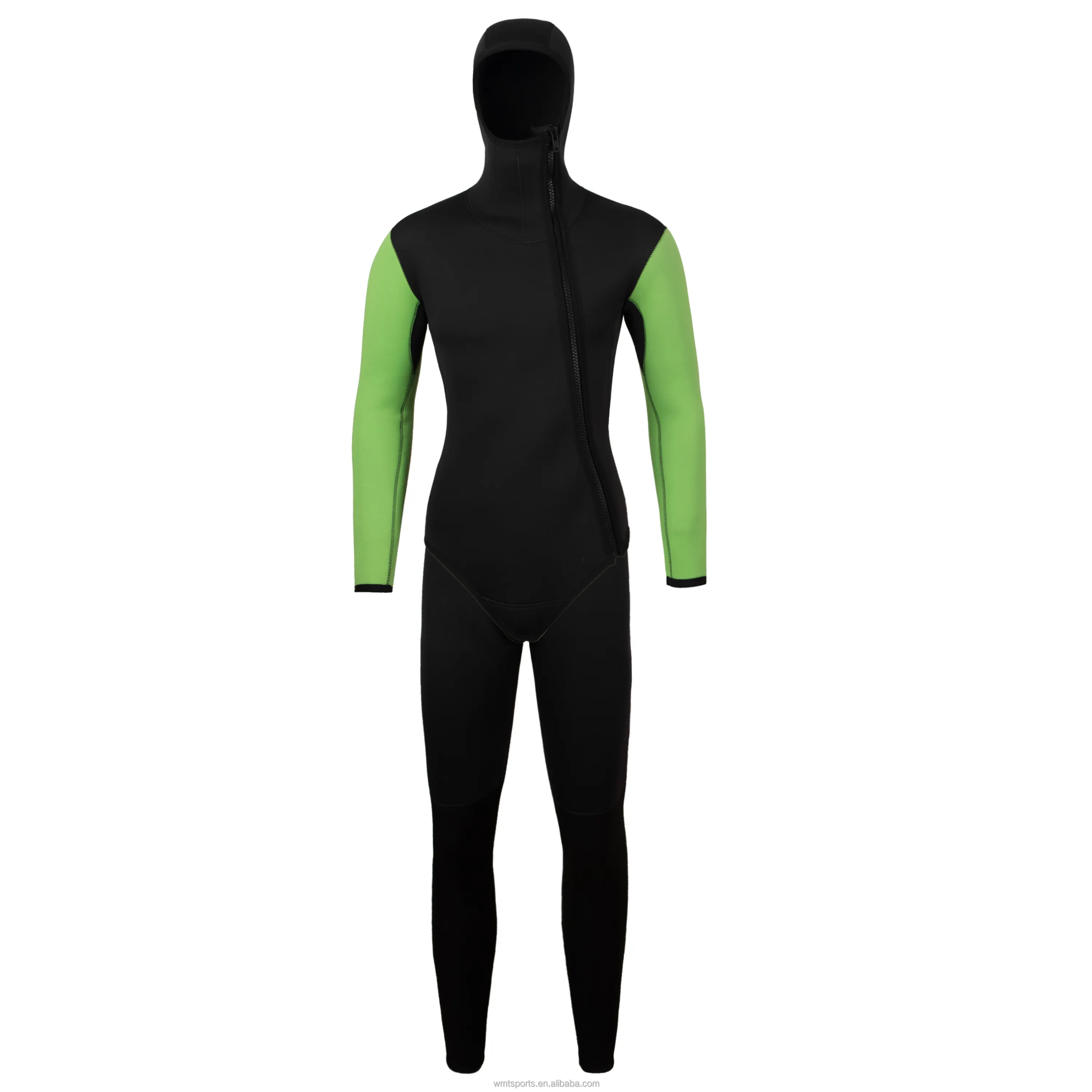 UV resistant 100% neoprene 5mm black green split hooded diving suit adult oversized diving suit