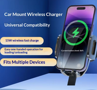 Support de téléphone avec charge rapide sans fil Qi 15W, pince automatique infrarouge, double protocole QC PD, rotatif à 360°, pour grille d'aération