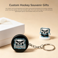 Porte-clés mini puck de hockey personnalisé en gros, porte-clés mini puck de hockey sur glace avec logo personnalisé pour souvenir de fan de l'équipe