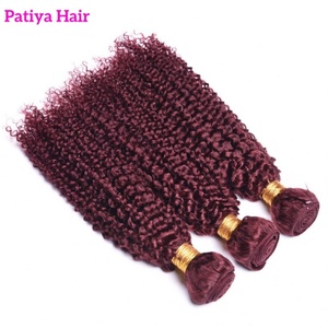 MOQ 1 pièce, Mèches de cheveux humains indiens bouclés couleur 99J Rouge Bourgogne, Grade 12A, Cuticules alignées, Boucles profondes indiennes - Product Image 3