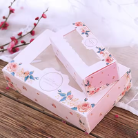 Nouvelle forme de rectangle couleur rose boîte de tartes aux oeufs portugais étui à dessert avec fenêtre de panda mignon