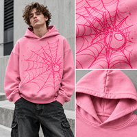 Sweat à capuche unisexe surdimensionné à imprimé toile d'araignée, 100% coton, lourd, streetwear, pull personnalisé avec logo, sweat à capuche décontracté