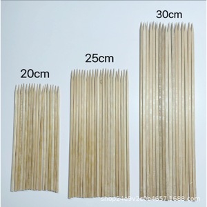 White <b>Flat</b> Bamboo Skewers 30cm For BBQ <b>Grilling</b> Cooking Baking Disposable Packaged Wholesale - Product Image 2