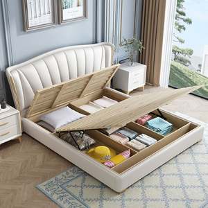 Estilo italiano Light Luxury Master 1,8 M Caja alta <span class=keywords><strong>de</strong></span> madera maciza Cama <span class=keywords><strong>de</strong></span> almacenamiento 1,5 M Muebles Cama <span class=keywords><strong>de</strong></span> <span class=keywords><strong>matrimonio</strong></span> - Product Image 3