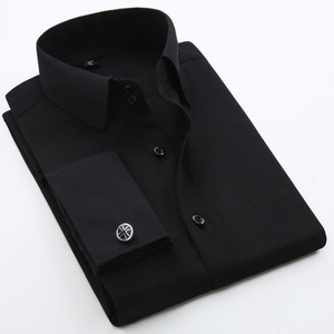 Nueva <span class=keywords><strong>Camisa</strong></span> de Boda con Puños Franceses, Corte Slim, Cuello Estampado, Versión Coreana, Manga Larga, <span class=keywords><strong>Camisa</strong></span> de Oficina a Rayas para <span class=keywords><strong>Hombre</strong></span> - Product Image 6
