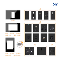 BAOBEN Module de fonction de panneau noir avec interrupteur de prise standard multi-tri-plaques, USB à charge rapide Type C, clé DIY 4*2 4*4