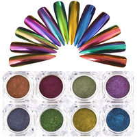 Pigmen Eyeshadow Chrome Efek Cermin Pelangi SH, Bubuk Kosmetik Warna Berubah, Single Magnetic Pans, Riasan Mata