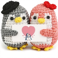 WenmthG Couple de pingouins en crochet, cadeau fait main, tricoté, pour amoureux, fiançailles, mariage, couples, mari, femme, petit ami, petite amie