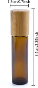 Bouteilles à roulettes vides en verre ambré de 10ml avec boule métallique en acier inoxydable, avec entonnoir d'ouvreur, rouleau d'huiles essentielles