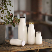 Bouteille de lait de yaourt en verre pasteurisé 200ml 250ml 300ml 500ml 1000ml Bouteilles d'emballage en verre de qualité alimentaire avec bouchon en plastique en aluminium