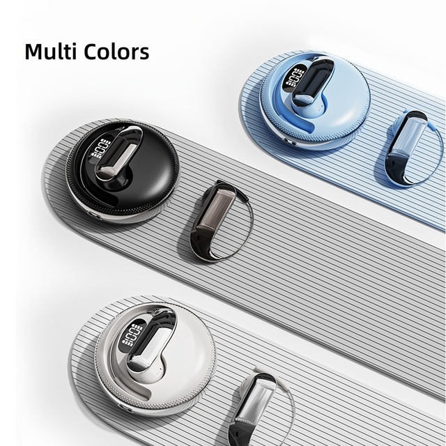 Hot OEM Ear Clip on BT 5.4 Headset High Stereo Sound Quality Long Endurance LED Digital In-ear Wireless Sport Earbuds