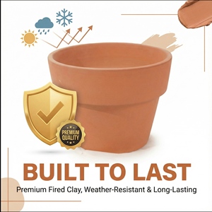 وعاء من الطين الفخاري مع فتحة تصريف، بدون طلاء، صديق للبيئة ومتين للاستخدام المنزلي والحدائق الداخلية والخارجية - Product Image 4