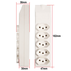 Regleta de Enchufes Vertical Tipo <span class=keywords><strong>N</strong></span> para Brasil, 5 Tomas, Cable de Cobre de 3 Metros 3x0.75mm² - Product Image 2