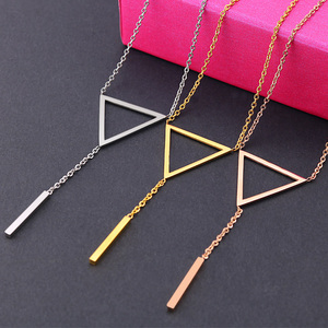 Long <span class=keywords><strong>Collier</strong></span> Triangle Bande Or Rose Pendentif <span class=keywords><strong>Collier</strong></span> pour Les Femmes - Product Image 2