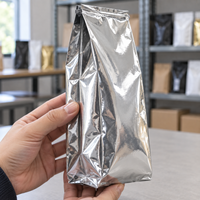 Sachet de café en aluminium à soufflets latéraux, vierge, refermable, avec fermeture éclair thermoscellable, pour grains torréfiés et café moulu, sac de café en gros