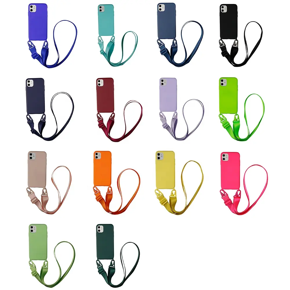 Ketting Crossbody Lanyard Siliconen Telefoonhoesje Voor Iphone 13 12 14 15 Pro Max Xs 6 7 8 Plus Lanyard Nekband Koord Touw Hoes