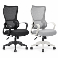 Chaise de bureau ergonomique moderne à dossier haut incurvé en maille avec accoudoirs à boucles et roulettes pour bureau, maison, espace de travail et salle de réunion