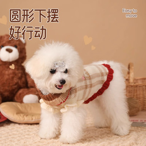 Winter Dog Sweater Princess Cut Brown Bear With Bow <b>Small</b> Pet Clothing For Bichon Frise And Teddy Warm Autumn Winter Wear - Product Image 3