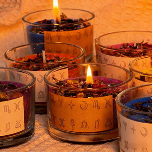 Vela de Meditación Ritual Zodiacal de Cera Mágica con Flores de Hielo, Aromaterapia con Flores Secas y Cristales para el Hogar - Product Image 3