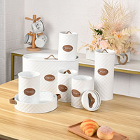Ensemble de rangement alimentaire pour cuisine blanche, boîte à pain, boîte à pâtes et ensemble de boîtes à thé, café et sucre