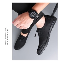 Chaussures de sport respirantes noires pour hommes, avec semelle extérieure en caoutchouc et empeigne en maille, fourniture directe d'usine à prix abordable