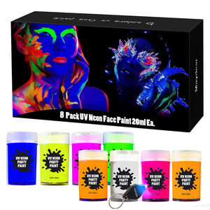 <span class=keywords><strong>Pintura</strong></span> para rostro y cuerpo <span class=keywords><strong>con</strong></span> luz negra, 8 colores fluorescentes de neón, 20ml cada uno - Product Image 2