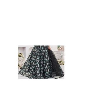 Lehenga Choli Noir à Motifs Floraux pour Femme, Tenue de Soirée Designer, Ensemble Ethnique, Jupe Imprimée, Blouse à Paillettes avec Dupatta, Vêtement de Fête - Product Image 2
